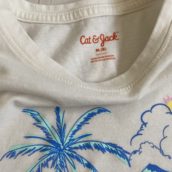 Cat & Jack Off-White Summer Vibes Retro Tropical Pastel Print Basic Tee - Picture 3 of 4